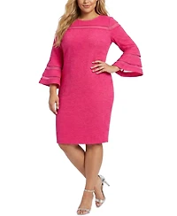 Ny Collection Plus Bell-Sleeve Dress with Mesh Insets