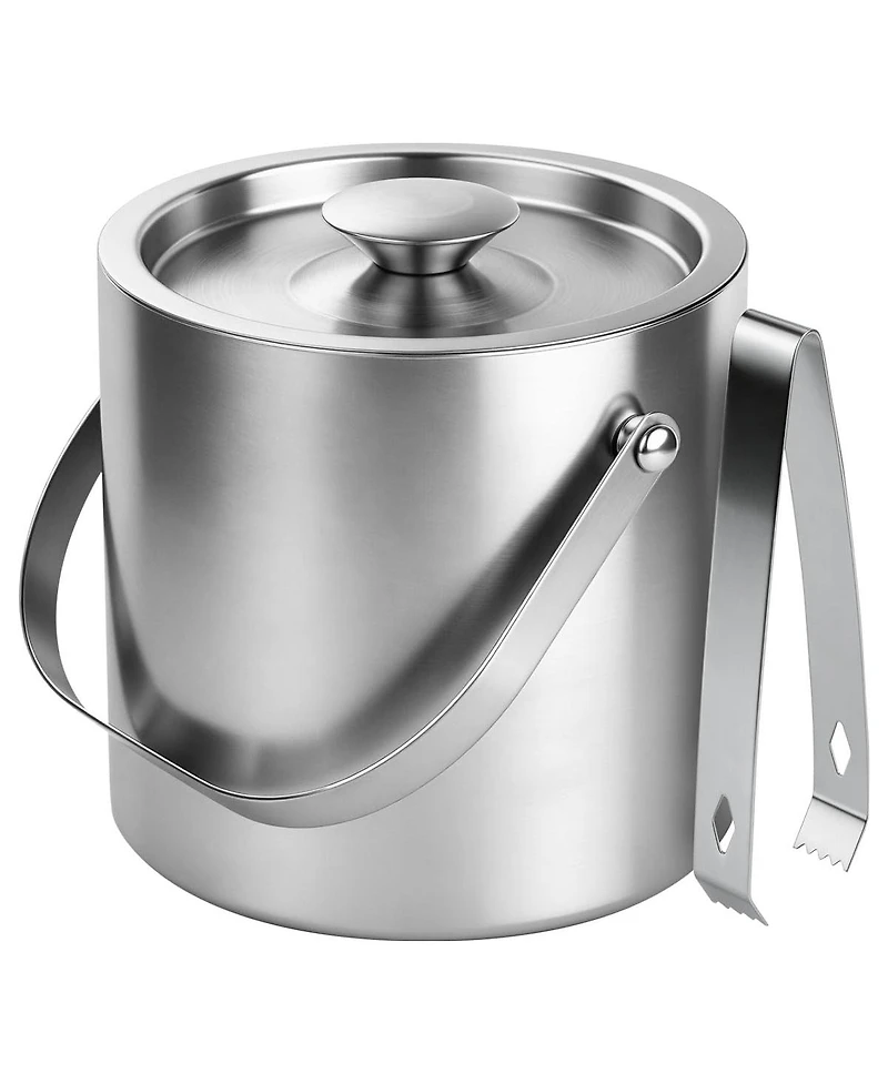 Piscifun Stainless Steel Double Wall Insulated Ice Bucket With Lid Tongs 3L For Parties Home Bar
