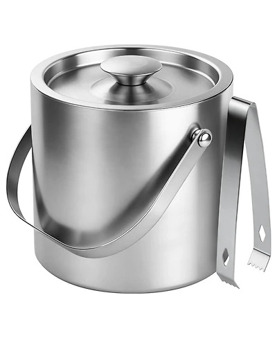 Piscifun Stainless Steel Double Wall Insulated Ice Bucket With Lid Tongs 3L For Parties Home Bar