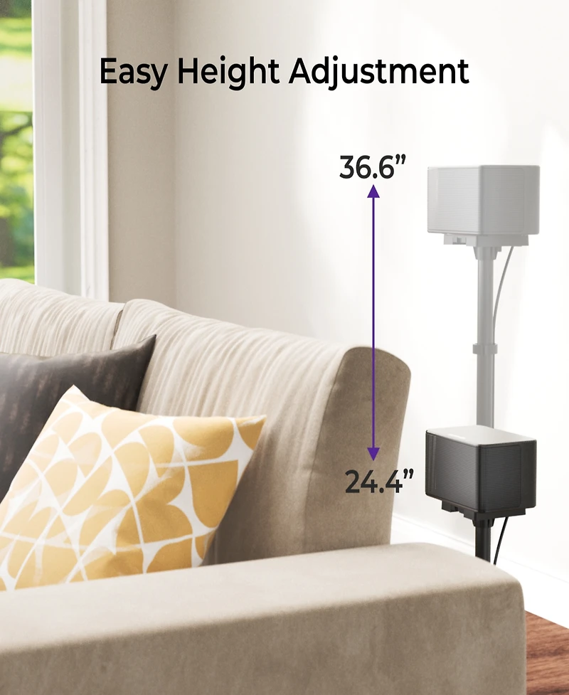 Ultimea Universal Speaker Stands Pair, Height Adjustable Fits Most Satellite and Surround Speakers, 3 Mounting Options, Holds 6.6 lbs