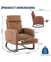 homfan Set of 2 Glider Rocker Chairs, Fabric Upholstered Swivel Chairs with Adjustable Footrest for Dining Room or Lounge