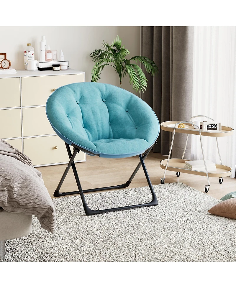 homfan Oversized Faux Fur Saucer Chair, Soft Accent Lounge Chair with Sturdy Metal Frame for Bedroom or Living Room