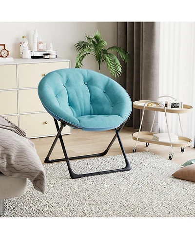 homfan Oversized Faux Fur Saucer Chair, Soft Accent Lounge Chair with Sturdy Metal Frame for Bedroom or Living Room