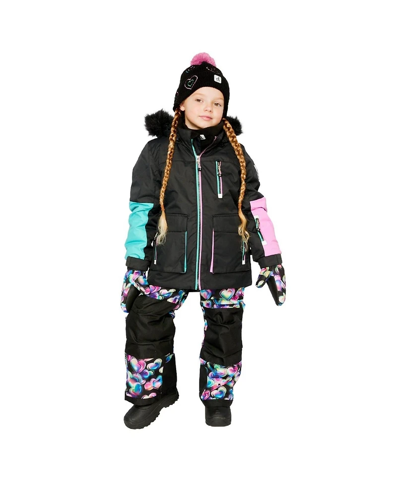 Deux par Toddler Girl (2T- 5T) Two Piece Play Snowsuit Colorblock with Heart Print Pants