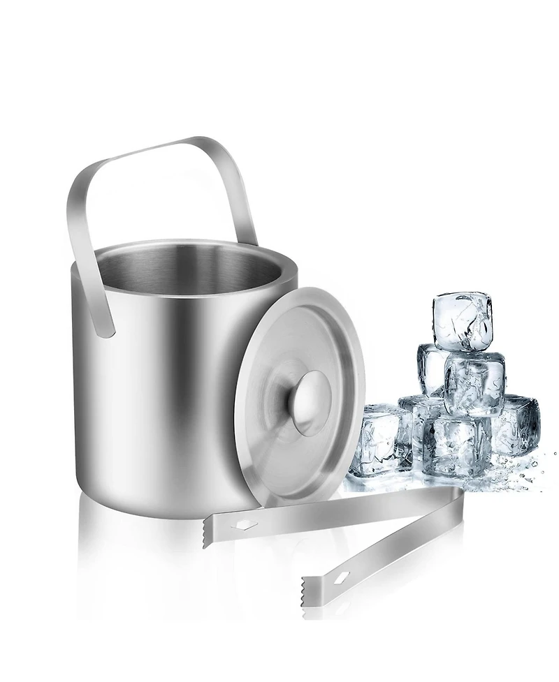 Piscifun Stainless Steel Double Wall Insulated Mini Ice Bucket with Scoop 1.3 Liter for Party Camping
