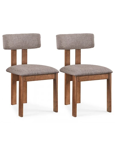 Slickblue Set of 2 Dining Chairs Upholstered Rubber Wood Frame Curved Back