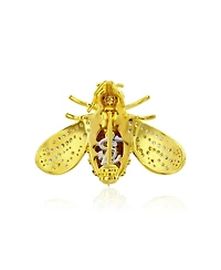 Suzy Levian New York Sterling Silver Cubic Zirconia Bumble Bee Brooch Pendant