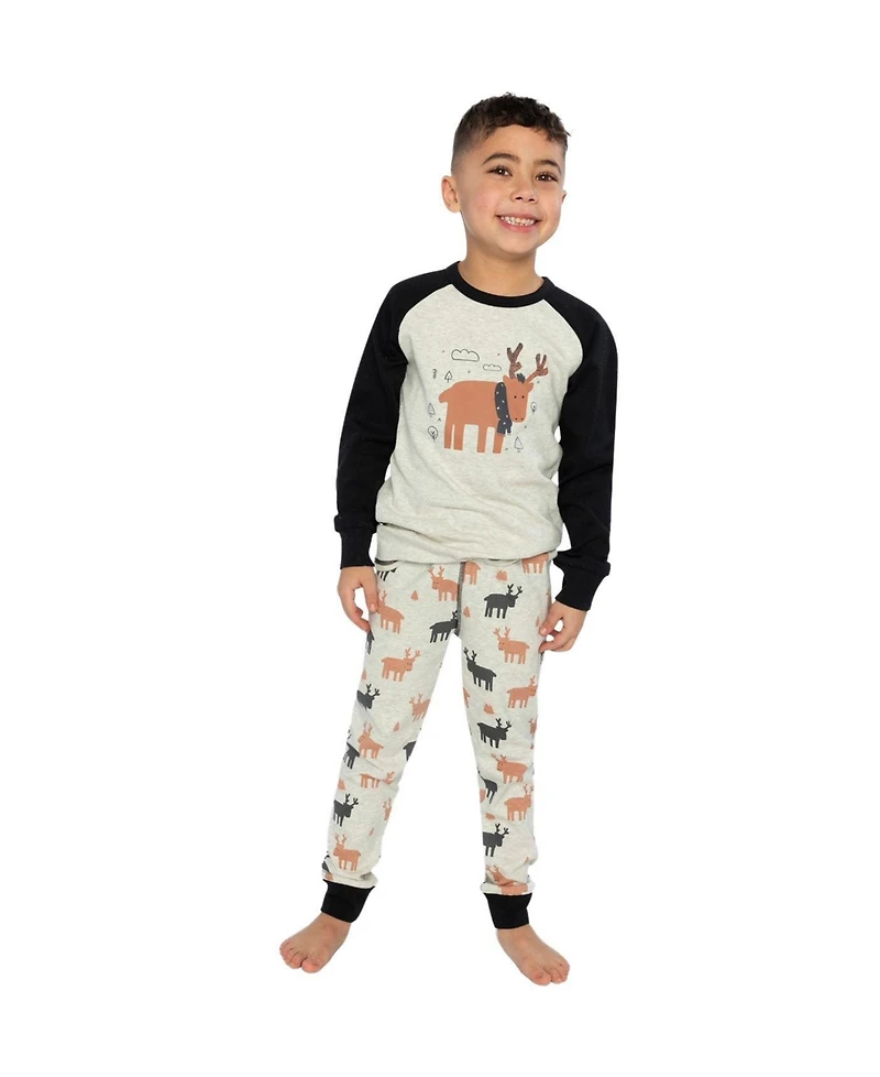 Deux par Toddler Boys Cotton Two Piece Pajama Set Elk Print