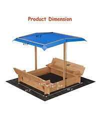homfan Outdoor Wooden Sand and Water Table, Large Sandbox with Lid and Adjustable Canopy for Kids Ages 3 to 8