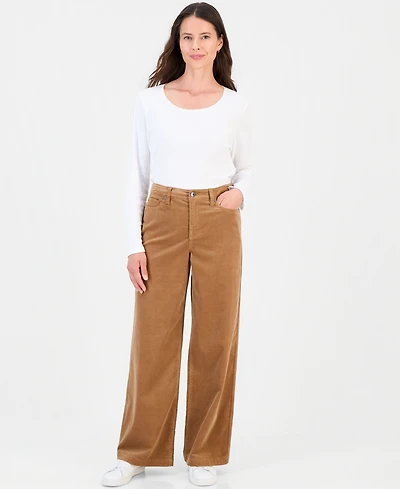 Style & Co Women's High-Rise Corduroy Wide-Leg Pants, Macy's Exclusive
