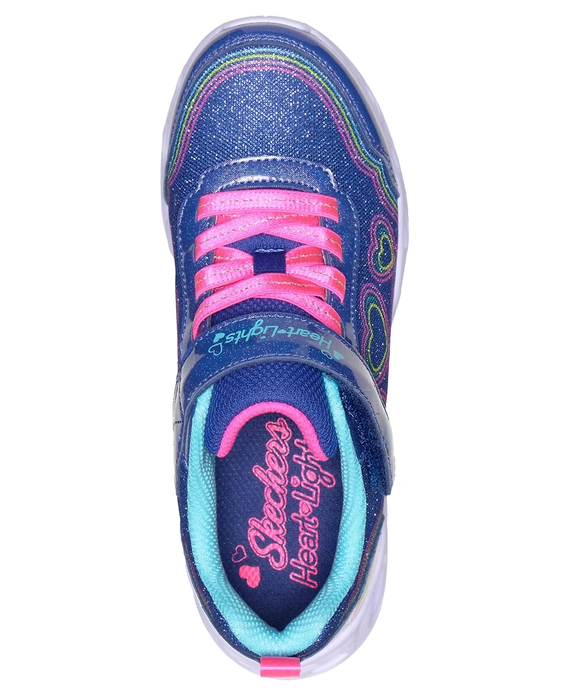 Skechers Little Girls Heart Lights - Bubble Love Light-Up Stay-Put Closure Sneakers from Finish Line
