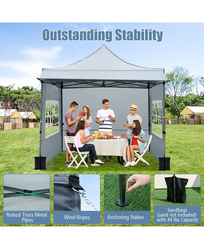 Mecale Pop-Up Canopy Tent with Sidewalls And Awning, for Party or Picnic