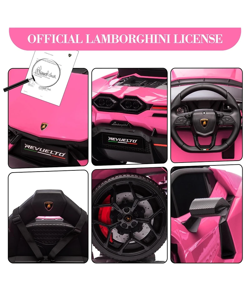 homfan 12v Licensed Lamborghini Revuelto Kids Ride On Car with Dual 25W Motors, Remote Control, Battery Powered Electric Sports Toy for Ages 3 plus