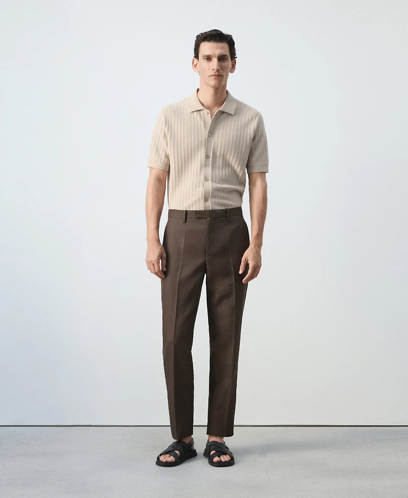 Mango Men's Lyocell-Linen-Blend Suit Pants