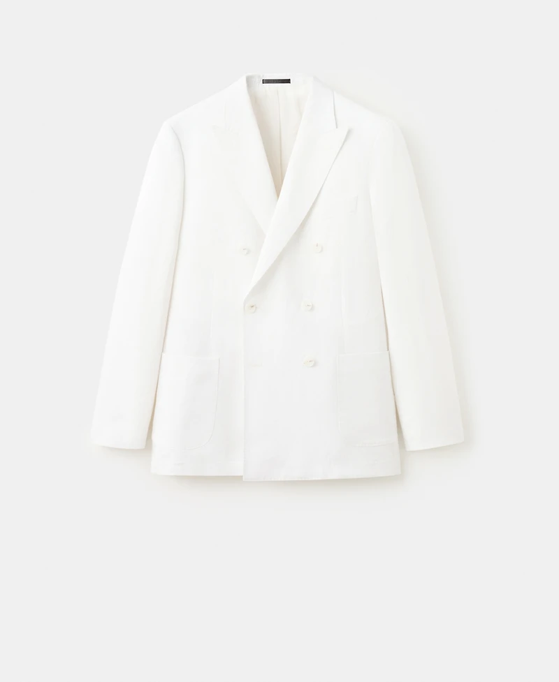 Mango Men's Linen Lyocell Double-Breasted Suit Jacket
