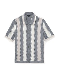 Reiss Men's Dale Stitch-Detail Stripe Knitted Shirt with Cotton