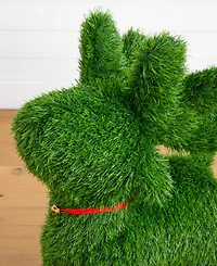 Nearly Natural 2' Ultraviolet Resistant Artificial Christmas Grass Garden Plush Topiary Reindeer Indoor And Outdoor