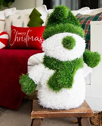 Nearly Natural 22" Ultraviolet Resistant Artificial Christmas Grass Garden Plush Topiary Snowman Indoor And Outdoor