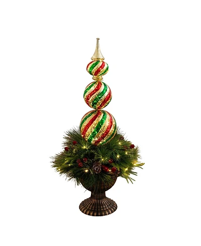 Nearly Natural 3' Pre-Lit Artificial Christmas Finial Ornament