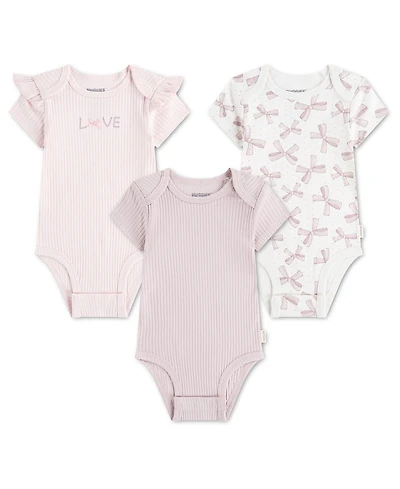 Huggies Baby Girls' Babywear Short-Sleeve Bodysuits, 3-Pack