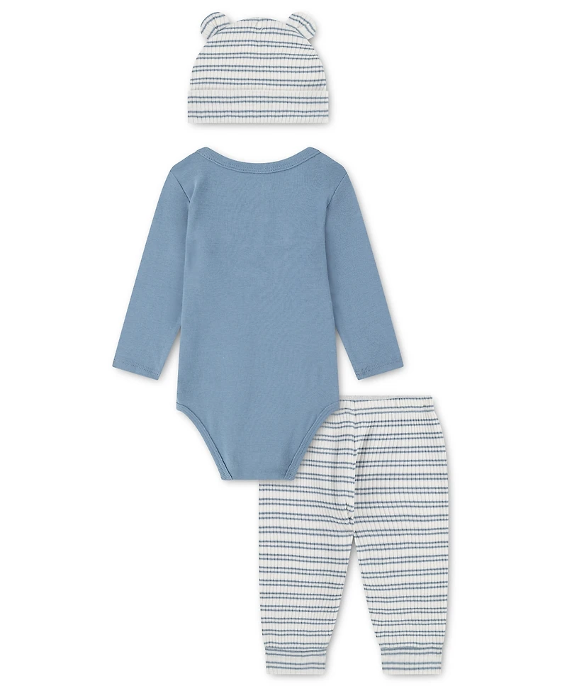 Huggies Baby Boys' Babywear Long-Sleeve Bodysuit, Pants and Hat, 3-Piece Set