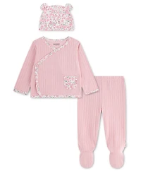 Huggies Baby Girls' Babywear Long-Sleeve Top, Footed Pants and Hat, 3-Piece Set