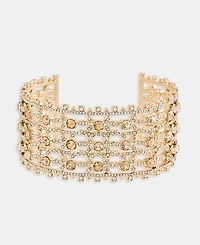 Marchesa Women's Glass Crystal Gold-Tone Studded Statement Cuff Bracelet