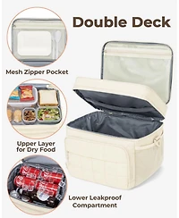 Piscifun 32 Can Puffer Soft Cooler Bag Double Deck Collapsible Insulated Lunch Tote for Outdoor Travel Work