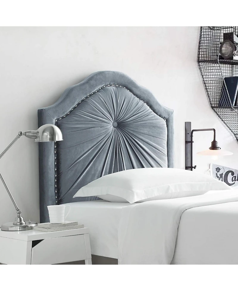 DormCo Plush Pleated Double Bevel College Dorm Headboard with Legs