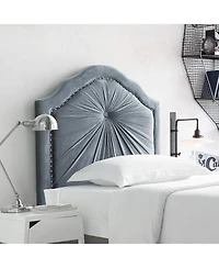 DormCo Plush Pleated Double Bevel College Dorm Headboard with Legs