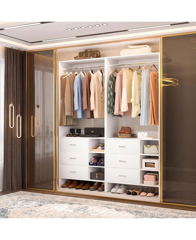 Aheaplus 30'' Set of 2 Closet Organizer with Wooden Drawers