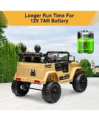 homfan Ride-On Truck Car, 4-Wheel Electric Vehicle, Remote Control, Led Lights, Music and Horn, Suspension, Dual Speeds