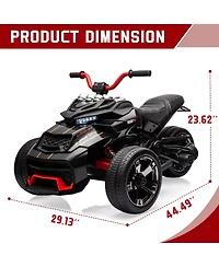 homfan Powerful 12V 3-Wheel Electric Atv Motorcycle, Dual 55W Motors, Up to 7MPH, Led Lights, Music, Usb, Horn, Eva Treaded Tires