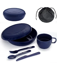 Piscifun Camping Mess Kit With Plate Bowl Cup Utensils And Carry Bag