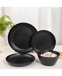 Piscifun 48 Piece Wheat Straw Dinnerware Set For 12 Unbreakable Dishwasher Microwave Safe Stackable Camping Dishes