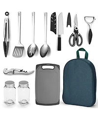 Piscifun 10 Piece Stainless Steel Camping Kitchen Utensil Set With Travel Bag For Outdoor Grilling Picnics