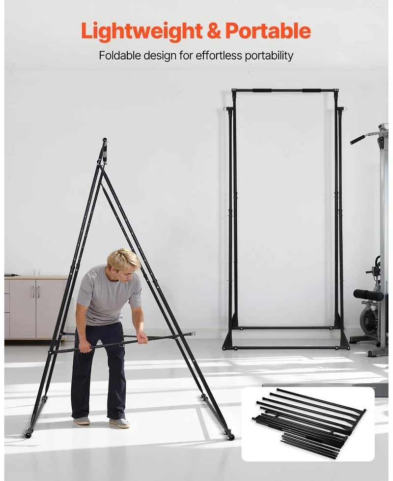 Mecale Yoga Swing Stand Frame, 440.9 lb Capacity, Triangular Aerial Rig with Eva Foam, 4-Level Horizontal and 6-Level Vertical Adjustment