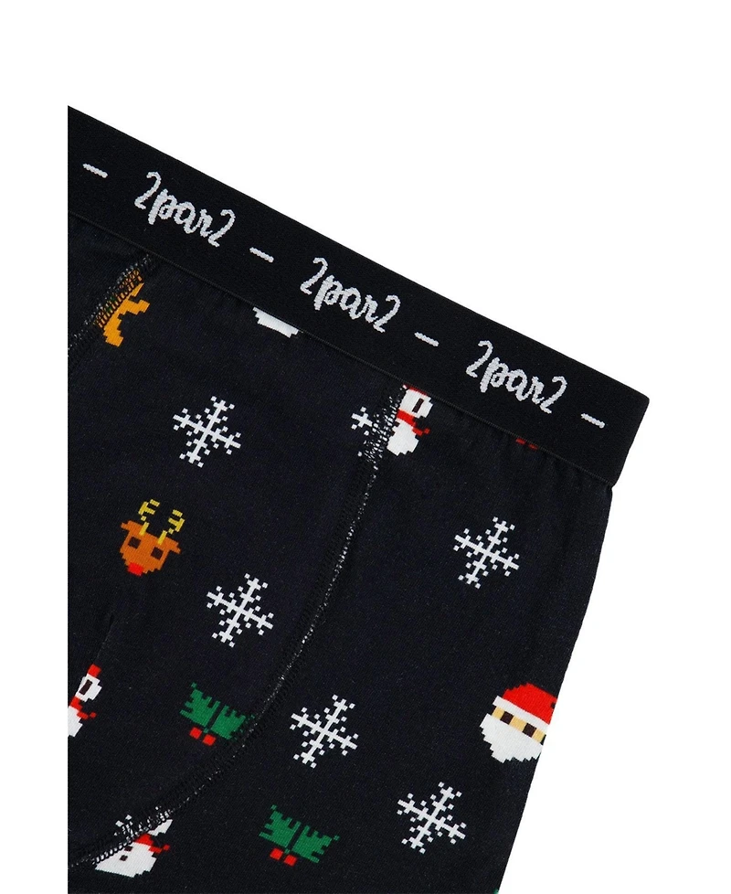 Deux par Little and Big Boy (6-12)Boxer Pack Of 3 Holiday Prints