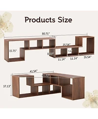 Streamdale Furniture 2-Piece Modular Cube Tv Stand and Media Console 55.1'' x 11.8'' x 17.1