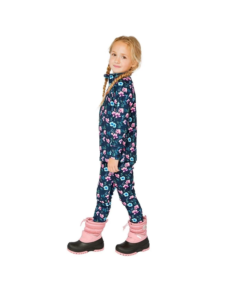 Deux par Deux Toddler Girls (2T-5T) Two Piece Thermal Underwear Floral Print