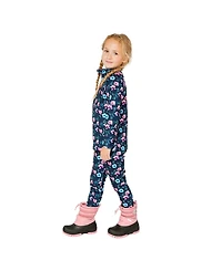 Deux par Deux Toddler Girls (2T-5T) Two Piece Thermal Underwear Floral Print