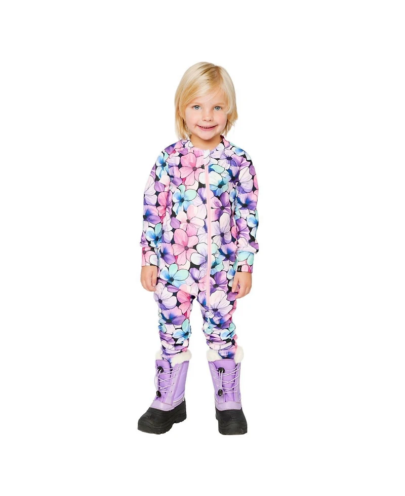 Deux par Deux Little and Big Girl ( size 6 to 12 ) One Piece Thermal Underwear Floral PrintG
