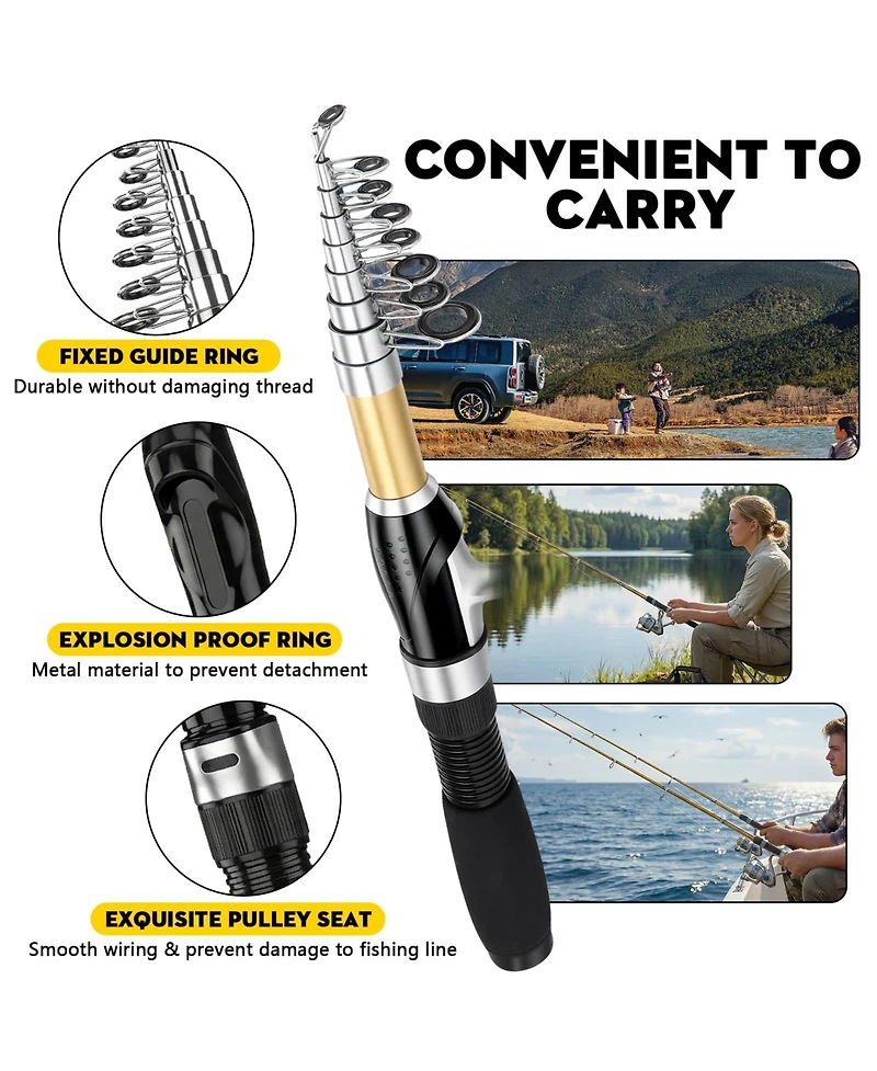 Aofar 22.1m/6.89feet Fishing Rod Reel Combo Collapsible Travel Kit