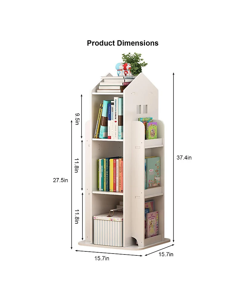 Streamdale Furniture 4-Tier 360 Rotating Floor Standing Bookshelf