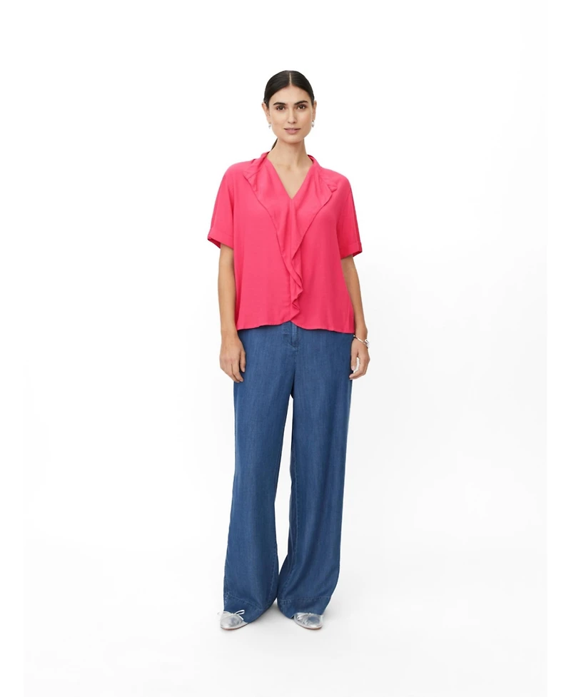 Masai Copenhagen Women's MaDyvora V-Neck Ruffle Blouse