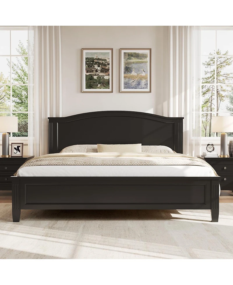 Streamdale Furniture Full Size Platform Bed with Headboard with Wooden Slat Support Legs