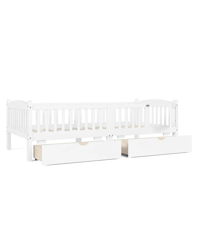 Streamdale Furniture Platform Bed with Storage and Guardrails