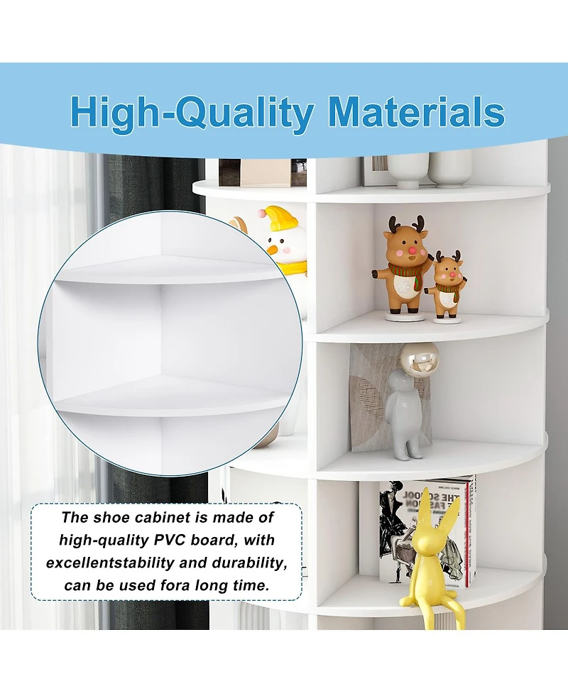 Streamdale Furniture 8-Tier Rotating Shoe Rack Tower 360 Spinning Organizer (Holds 32 Pairs)