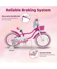 Slickblue Kids Bike with Basket and Streamers, Adjustable Riding Bicycle