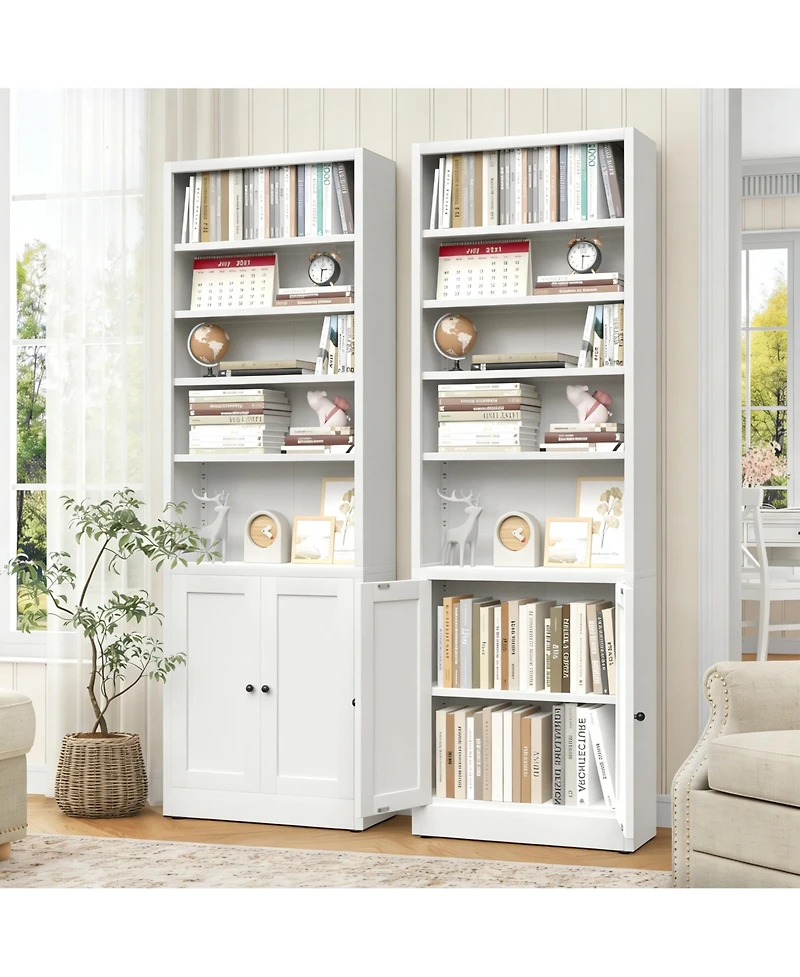 Boyel Living Industrial Modern Tall 5 Tier Adjustable Shelves Steel Bookshelf